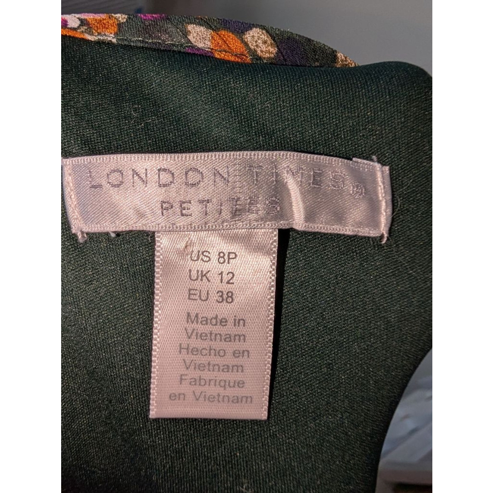 London Times Petite Green Multi Color Dress Size 8P - Picture 2 of 11